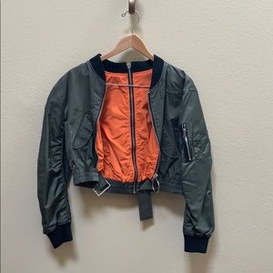 ZARA OLIVE CROP BOMBER JACKET